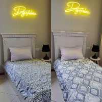 لحاف یک نفره طرح پتینه طوسی وسفید