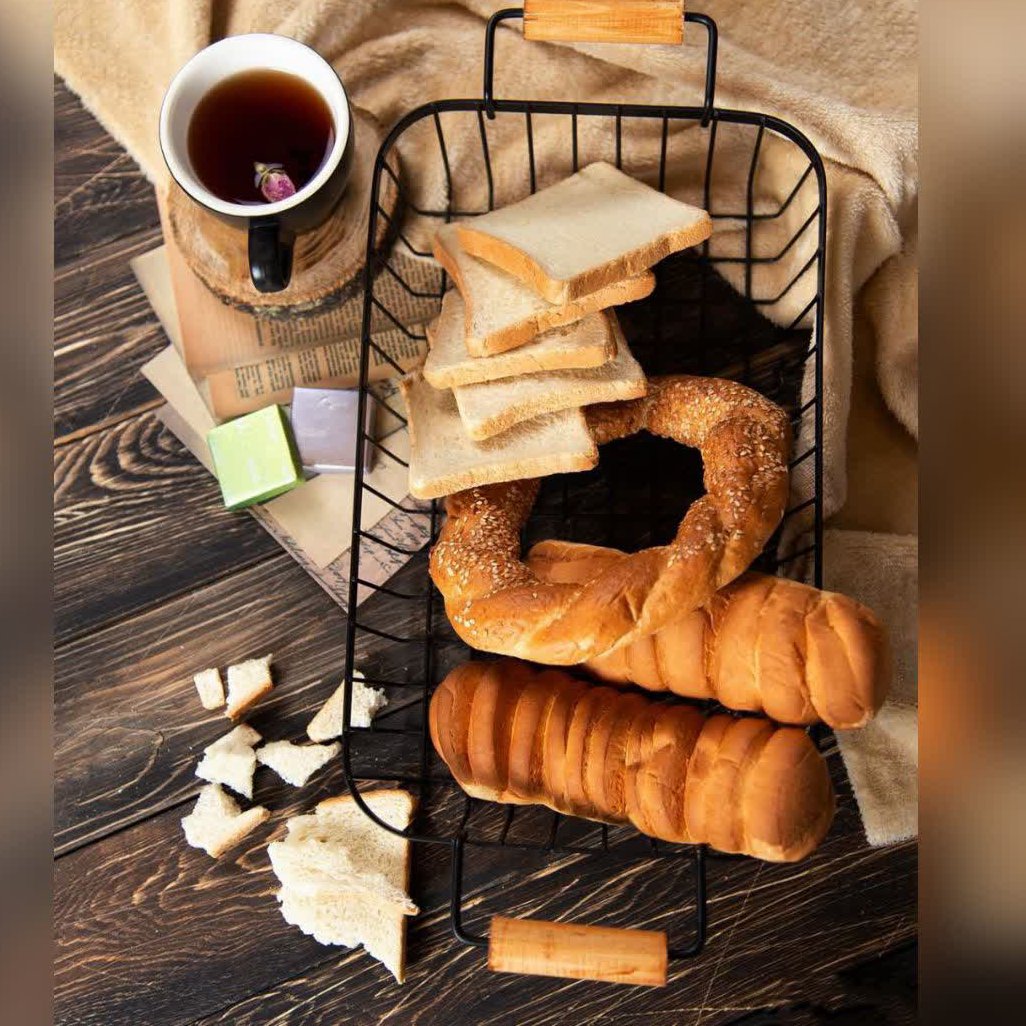 سبد فلزی بزرگ دسته چوبی