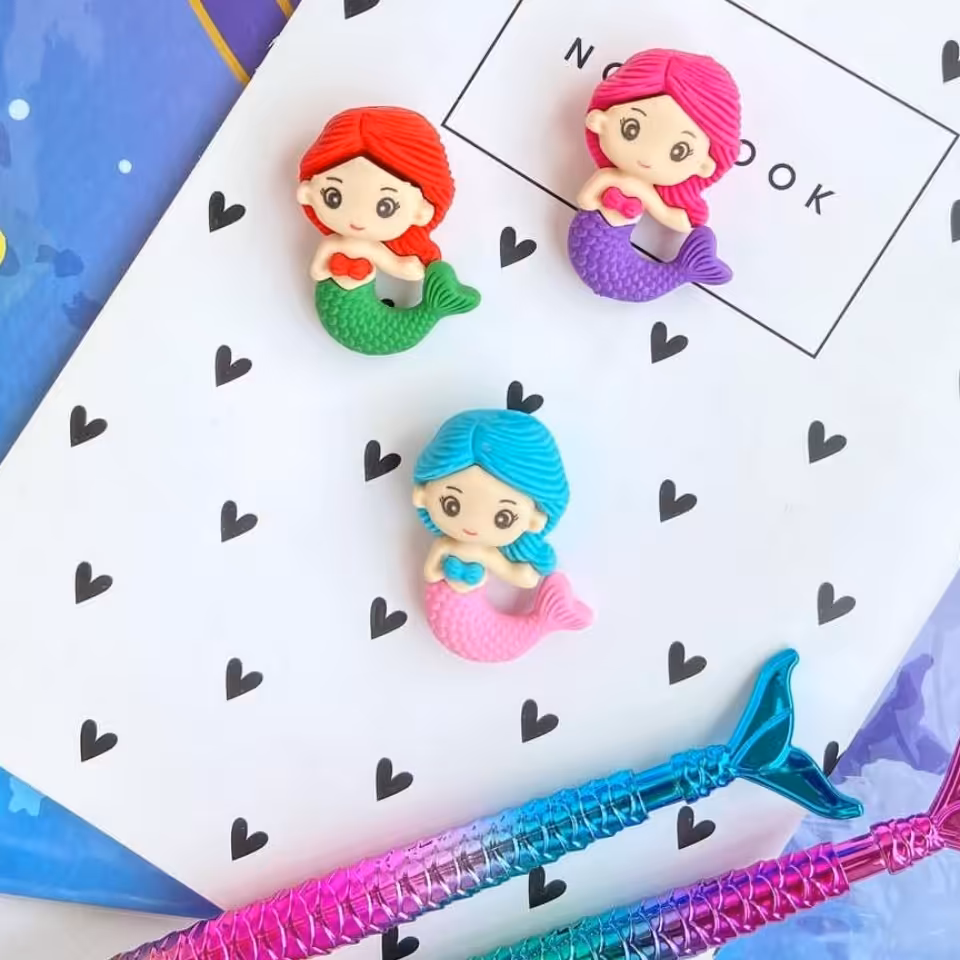 پاک کن فانتزی طرح پری دریایی  جذاب و با کیفیت میتونی با دفتر مشق پری دریایی ستش کنی