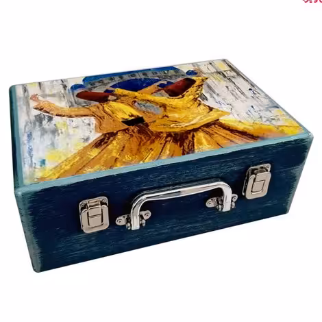 جعبه هدیه مدل چمدان چوبی طرح سماع A1