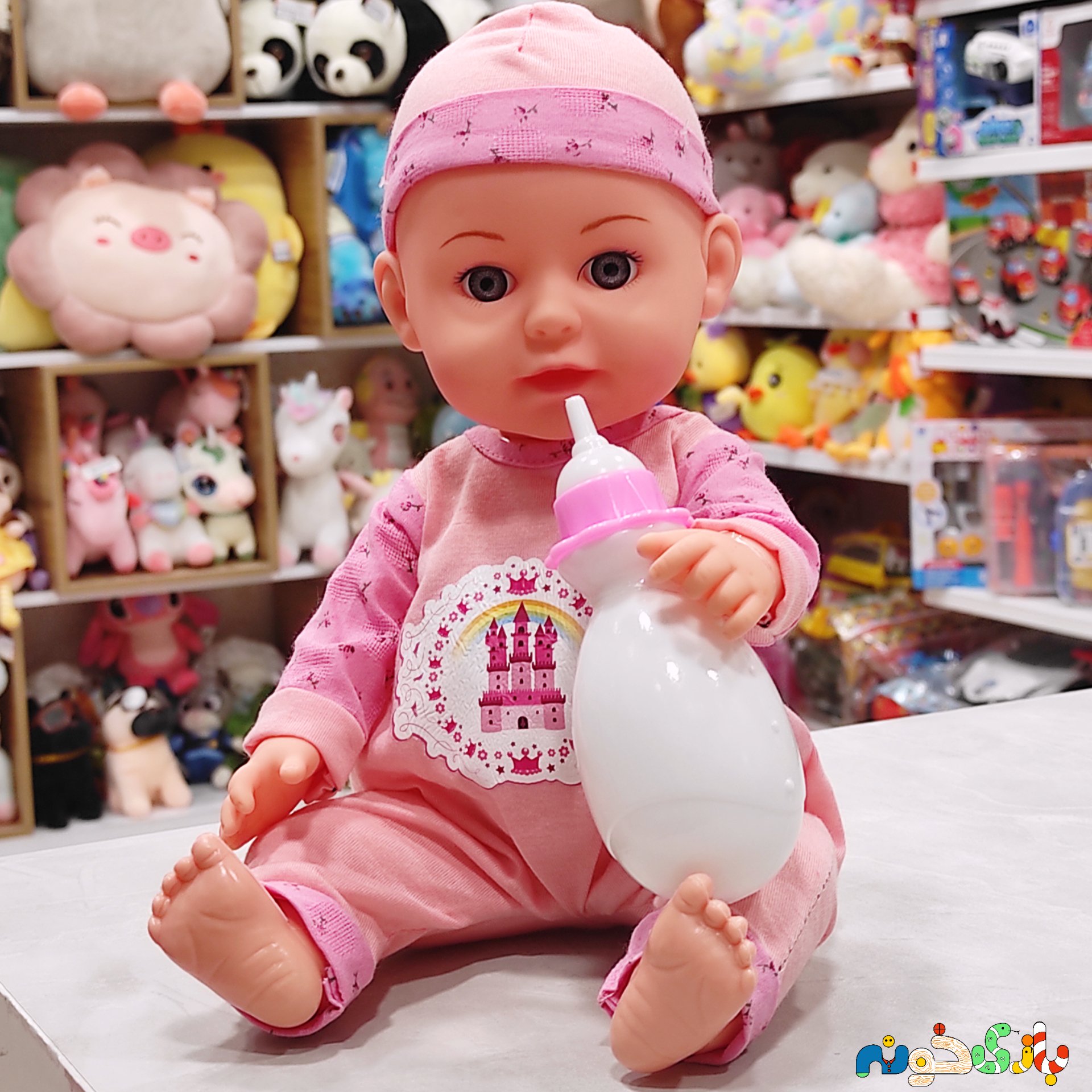 اسباب بازی عروسک گوشتی موزیکال شیشه شیر دار وارداتی