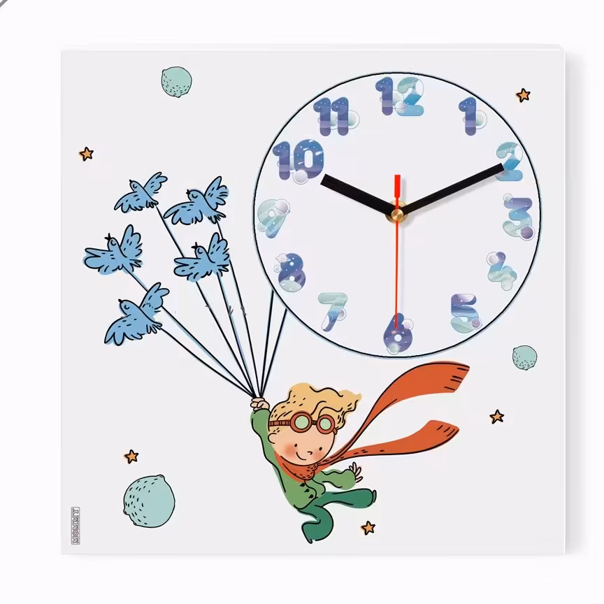 ساعت دیواری اتاق کودک طرح شازده کوچولو سفید کد 4430