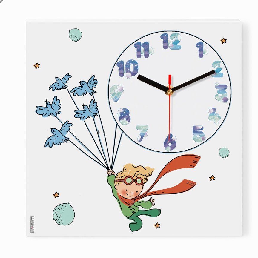 ساعت دیواری اتاق کودک طرح شازده کوچولو سفید کد 4430