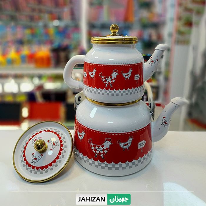 کتری و قوری لعابی لایت مدل Rooster