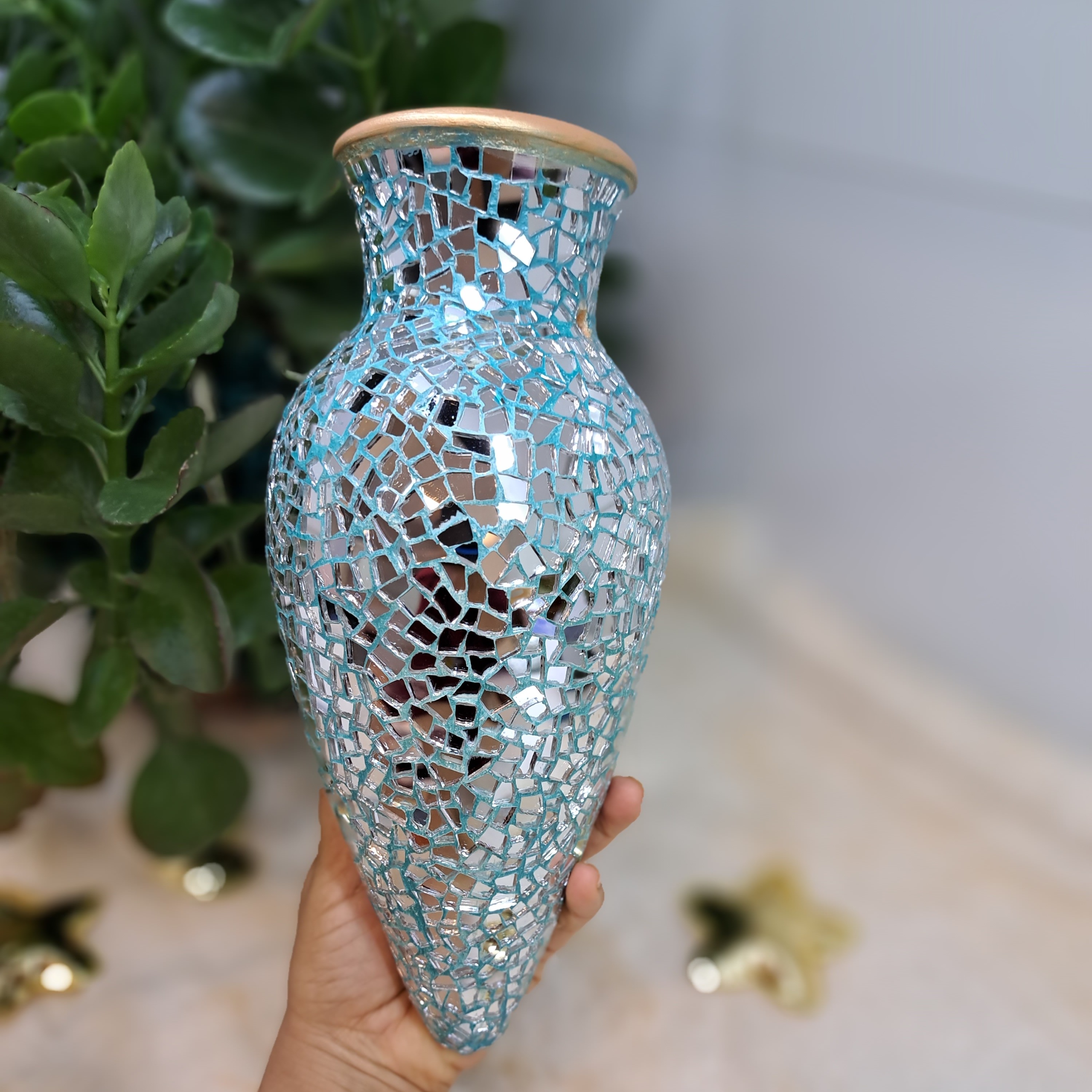 گلدان آیینه کاری شده ی دیواری