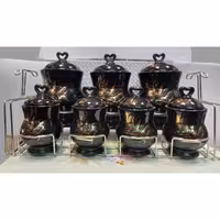 سرویس پا سماوری 8 پارچه با استند (مشکی پر طلایی) 