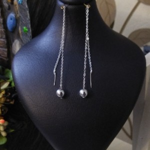 گوشواره بخیه استیل گوی نقره ای