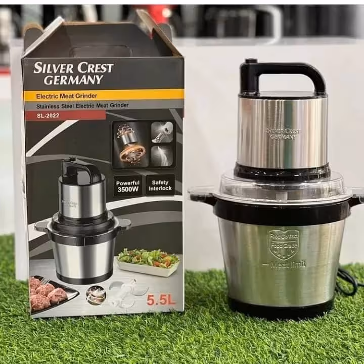 خردکن 5/5  لیتر سیلورکرست کاسه استیل موتور 3500 وات دو سرعته 