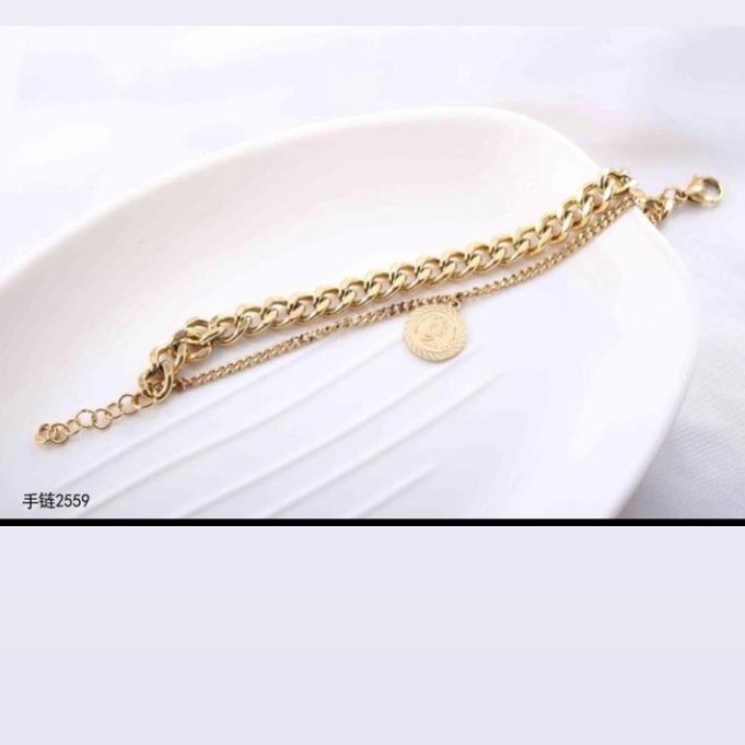 دستبند دولاین کارتیه با پلاک الیزابت تمام استیل زنانه دخترانه