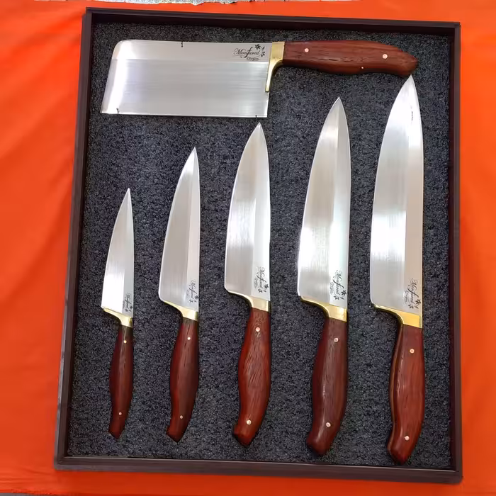 ست کارد آشپزخانه منفرد به همراه ساطور و جعبه بسیار زیبا