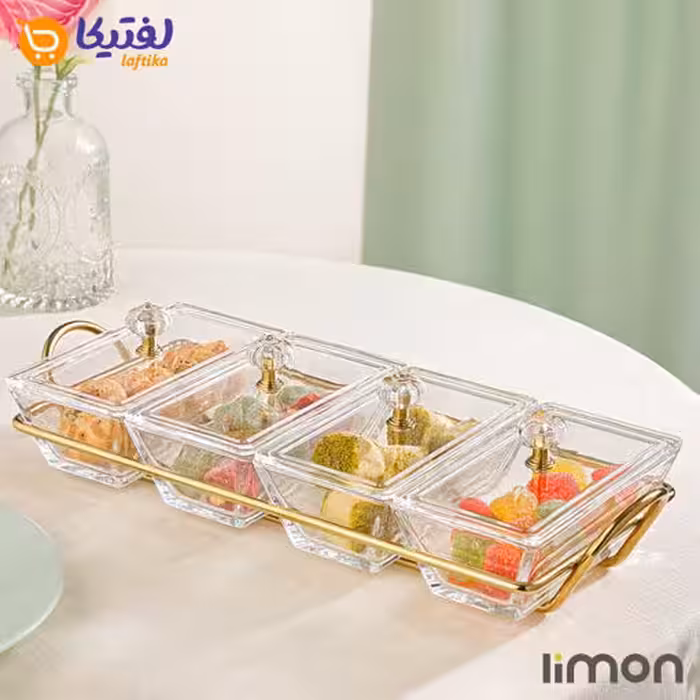 اردورخوری شیشه ای لیمون مستطیل 4 خانه 2105