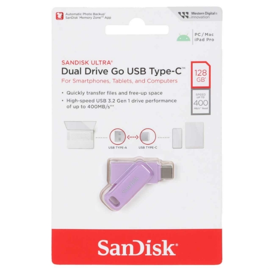 فلش مموری سن دیسک مدل Ultra Dual Drive GO USB Type-C USB3.1 ظرفیت 128 گیگابایت