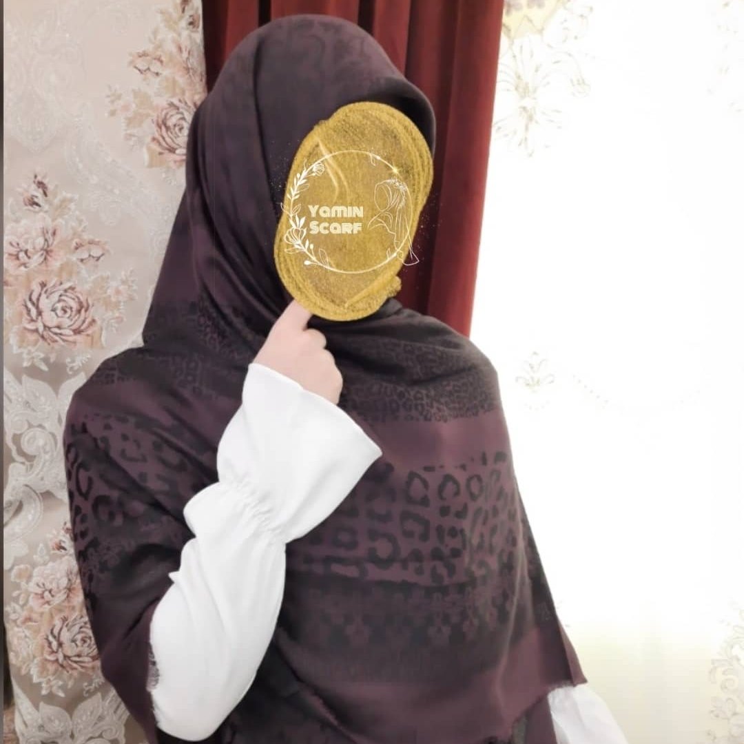 روسری بامبو ژاکارد عطری رنگ بادمجانی اورجینال ترک