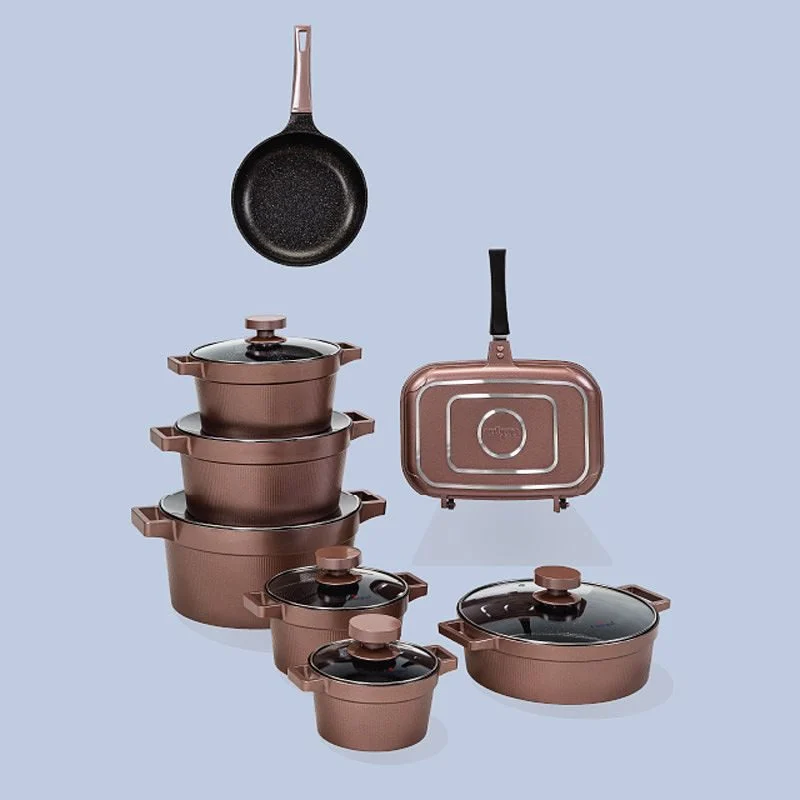 سرویس قابلمه 15 پارچه یونیک رزگلد مدل دیاموند کد  un-8525