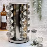 جاادویه چرخشی استیل 20تایی(جا ادویه فلفل و زنجبیل و هل و دارچین و زعفران و نمک و غیره) 