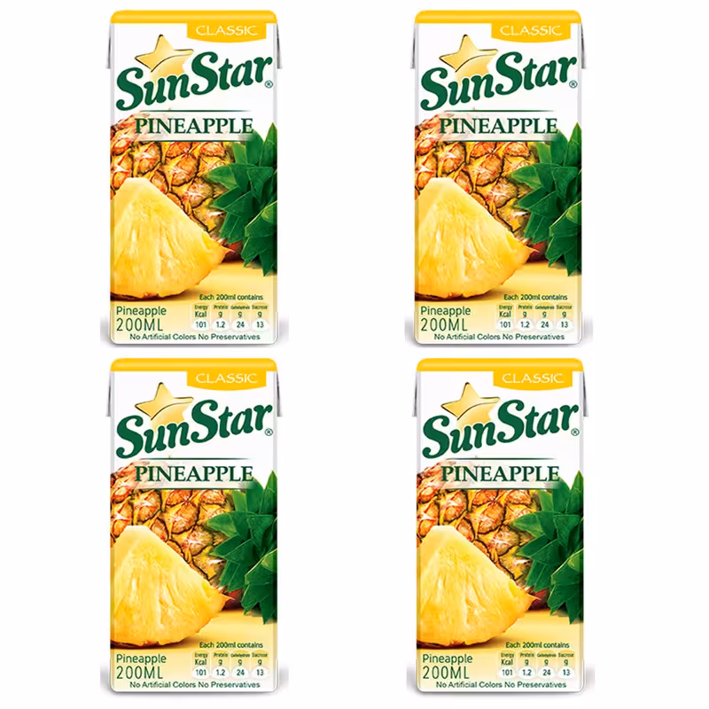 آبمیوه آناناس سان استار - 0.2 لیتر بسته 4 عددی