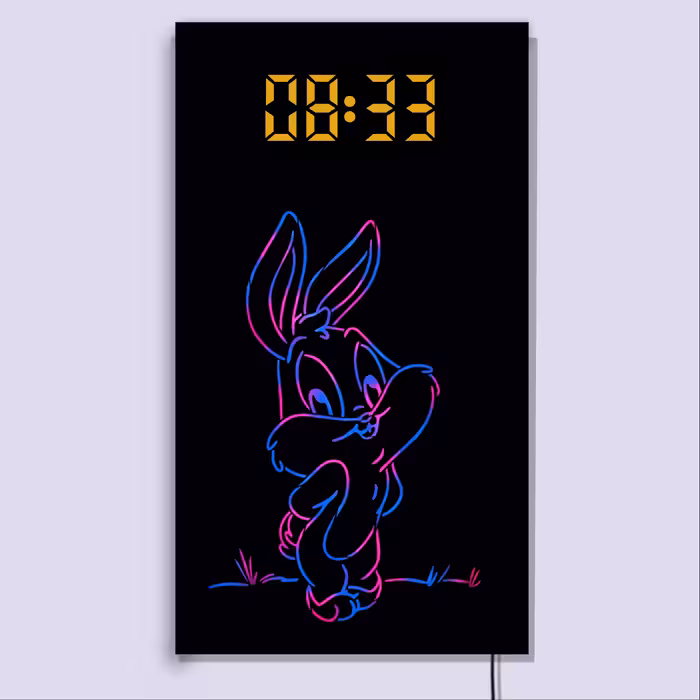 ساعت دیواری لوکس و دکوراتیو دیجیتال چند منظوره (طرح خرگوش بلا)