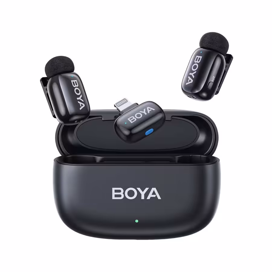 میکروفون بی سیم بویا مشکی Boya Mini 15 Combo Dual Wireless Microphone For Lightning