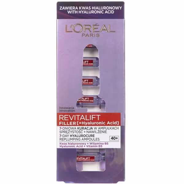 پرکننده خطوط ریز پوست هیالورونیک اسید لورآل مدل رویتالیفت فیلر – هفت آمپول 1.3 میل – آبرسان قوی و پرکننده چروک صورت در هفت روز