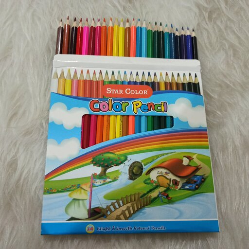 مدادرنگی، 24 رنگ جعبه مقوایی، روان و نرم،  بسیار با کیفیت