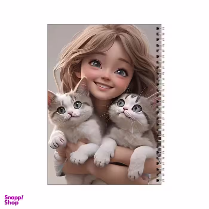 دفتر مشق 80 برگ بامبیلیپ طرح دختر خندان و گربه هایش کد 9578958
