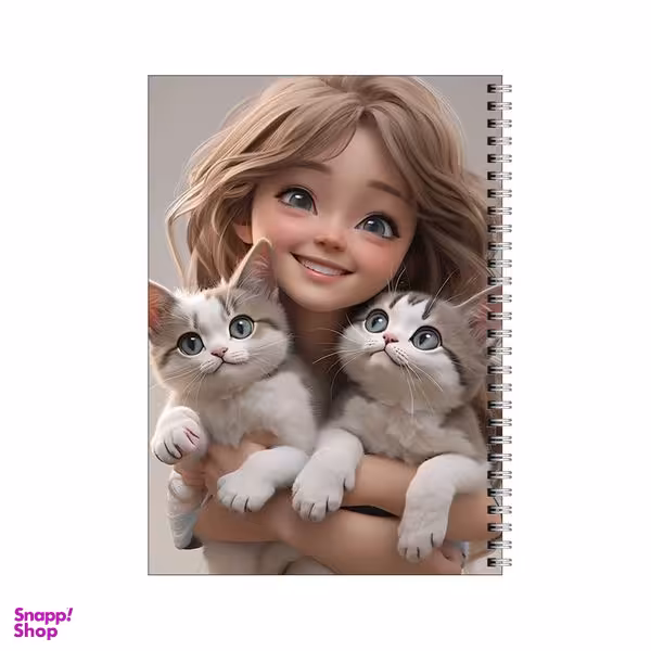 دفتر مشق 80 برگ بامبیلیپ طرح دختر خندان و گربه هایش کد 9578958