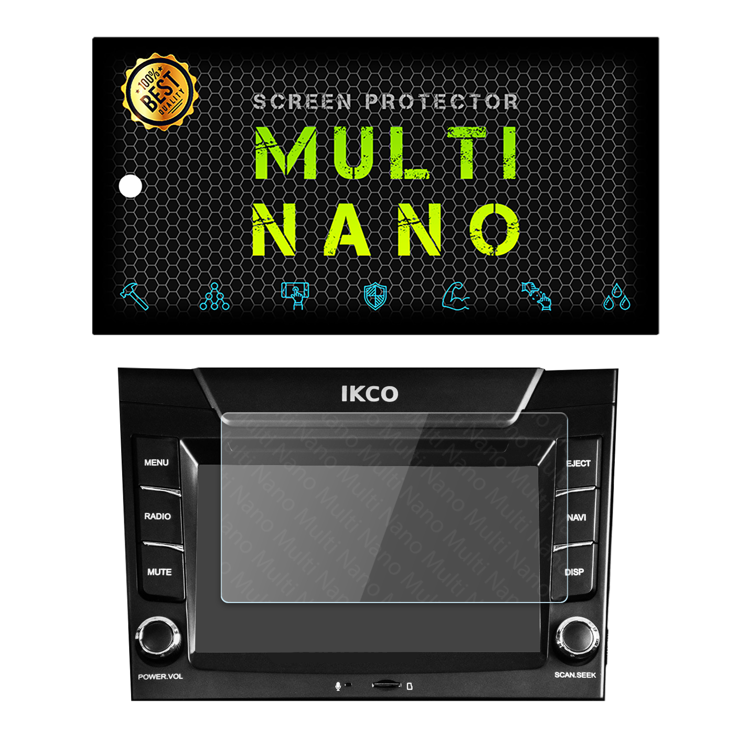 گلس مانیتور خودرو دنا پلاس برند مولتی نانو ضد خش و ضد اثر انگشت