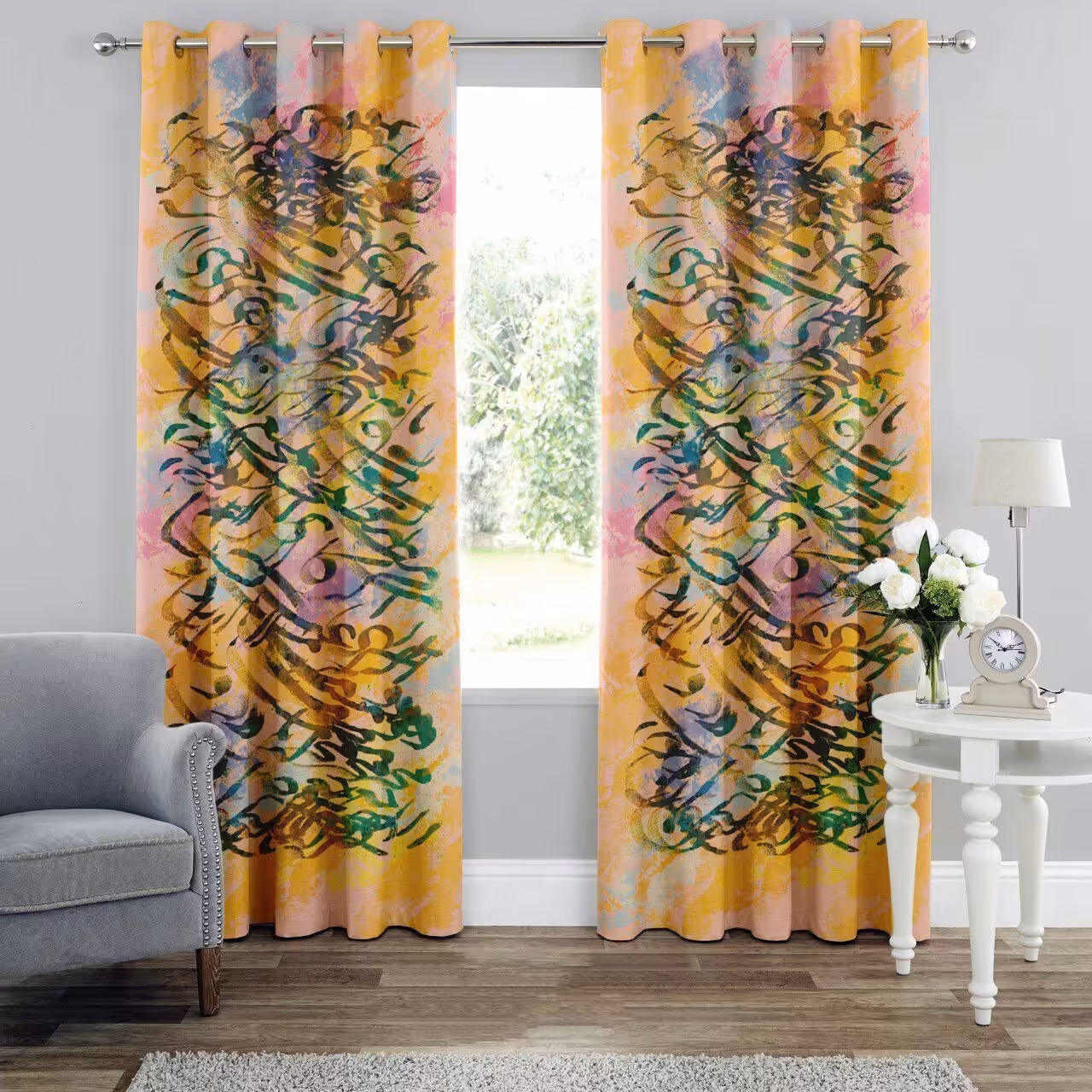 پرده چاپی  پانچ  طرح   خط نوشته (نستعلیق)  کد 3077