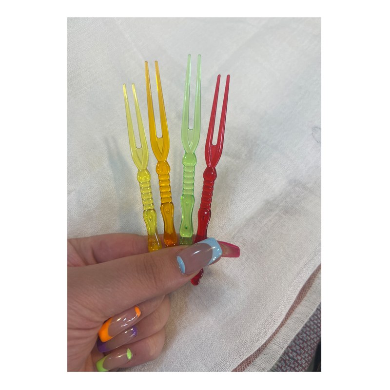 چنگال مزه خوری رنگی پک 25 عددی