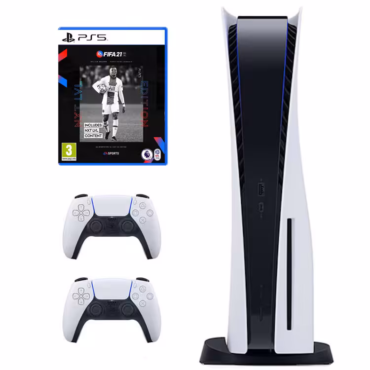 خرید پلی استیشن 5 دیسک خور   یک کنترلر اضافه   بازی FIFA 21