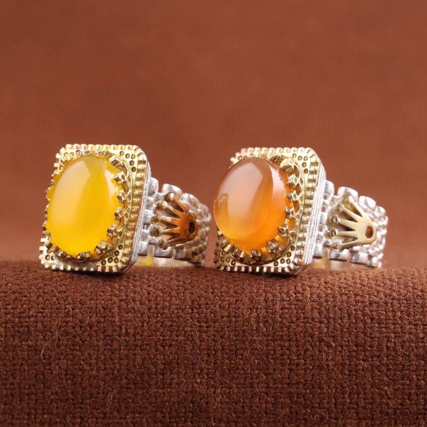 انگشتر شرف الشمس مردانه رکاب تاج برنجی رولکسی اصل کد 2073 ( انگشتر مردانه شرف الشمس )