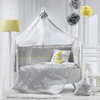 سرویس روتختی نوزاد 10 تکه طرح ماه و ستاره طوسی مامی شاپ Momi Shop