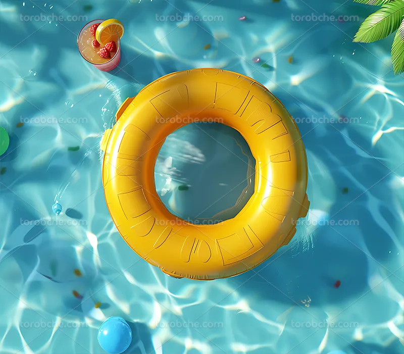 بک دراپ عکاسی تابستانه با حلقه بادی | گرافیک با طعم تربچه