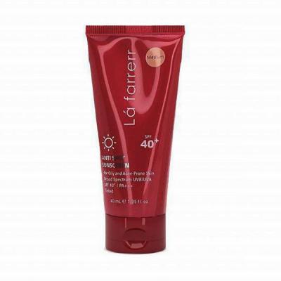 کرم ضد آفتاب و ضد لک فاقد چربی SPF 40 لافارر مناسب پوست چرب و مستعد آکنه حجم 40 میلی لیتر - رنگ متوسط