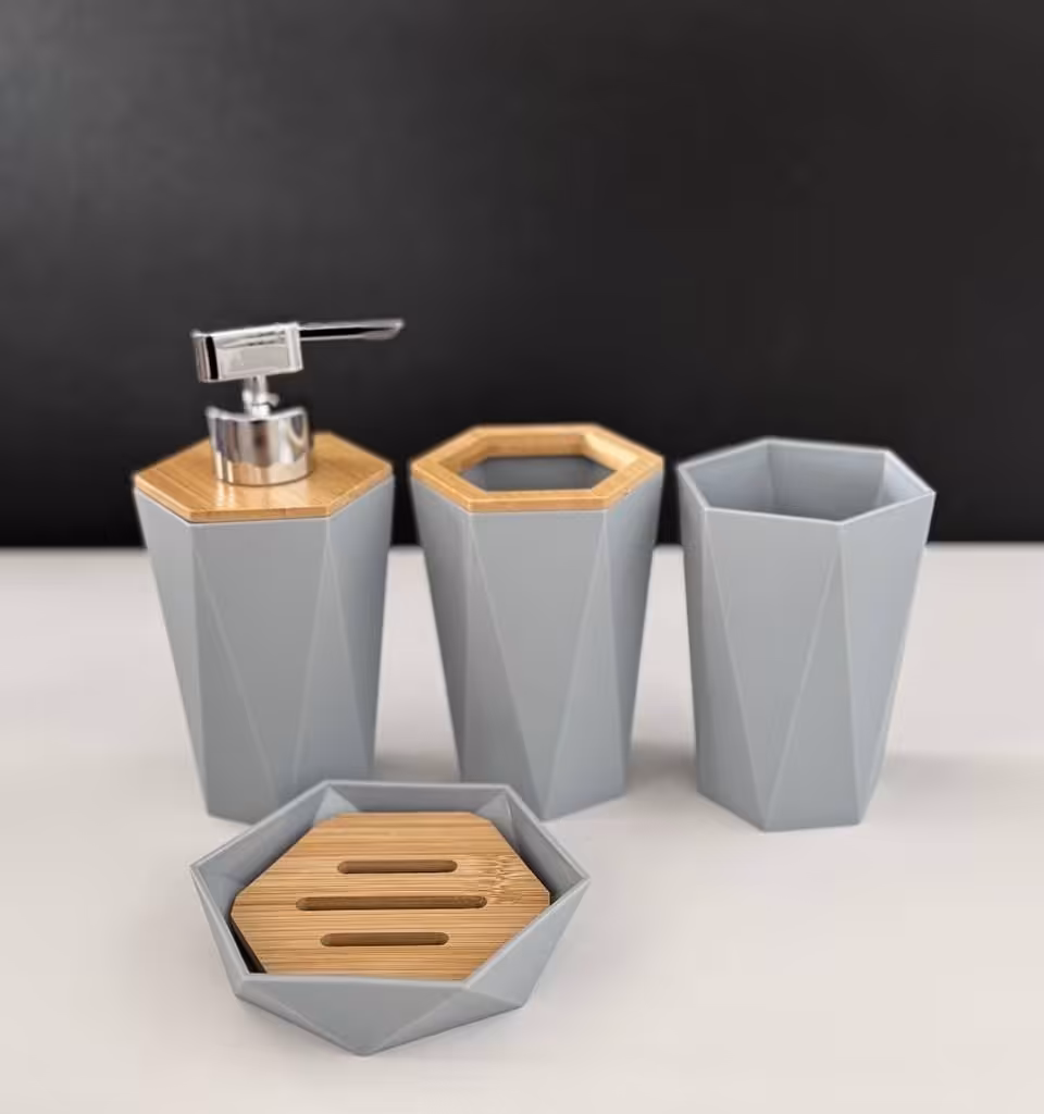 ست جا مایعی چهار پارچه درب بامبو