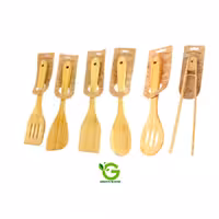 سرویس 6 پارچه کفگیر و ملاقه چوبی بامبو برند گرین بامبو کد Gw40101005