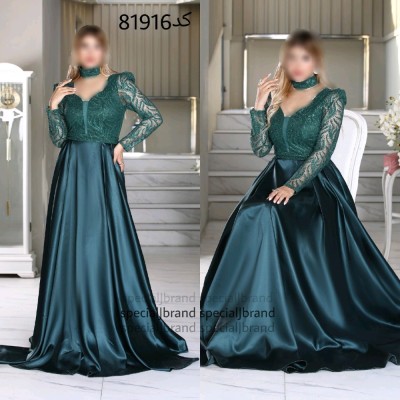 پیراهن شب زنانه ساتن مدل لباس مجلسی پوشیده