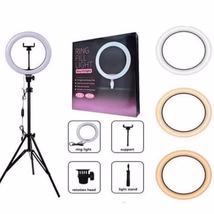 رینگ لایت 26 سانتی دو رنگ دیمر دار