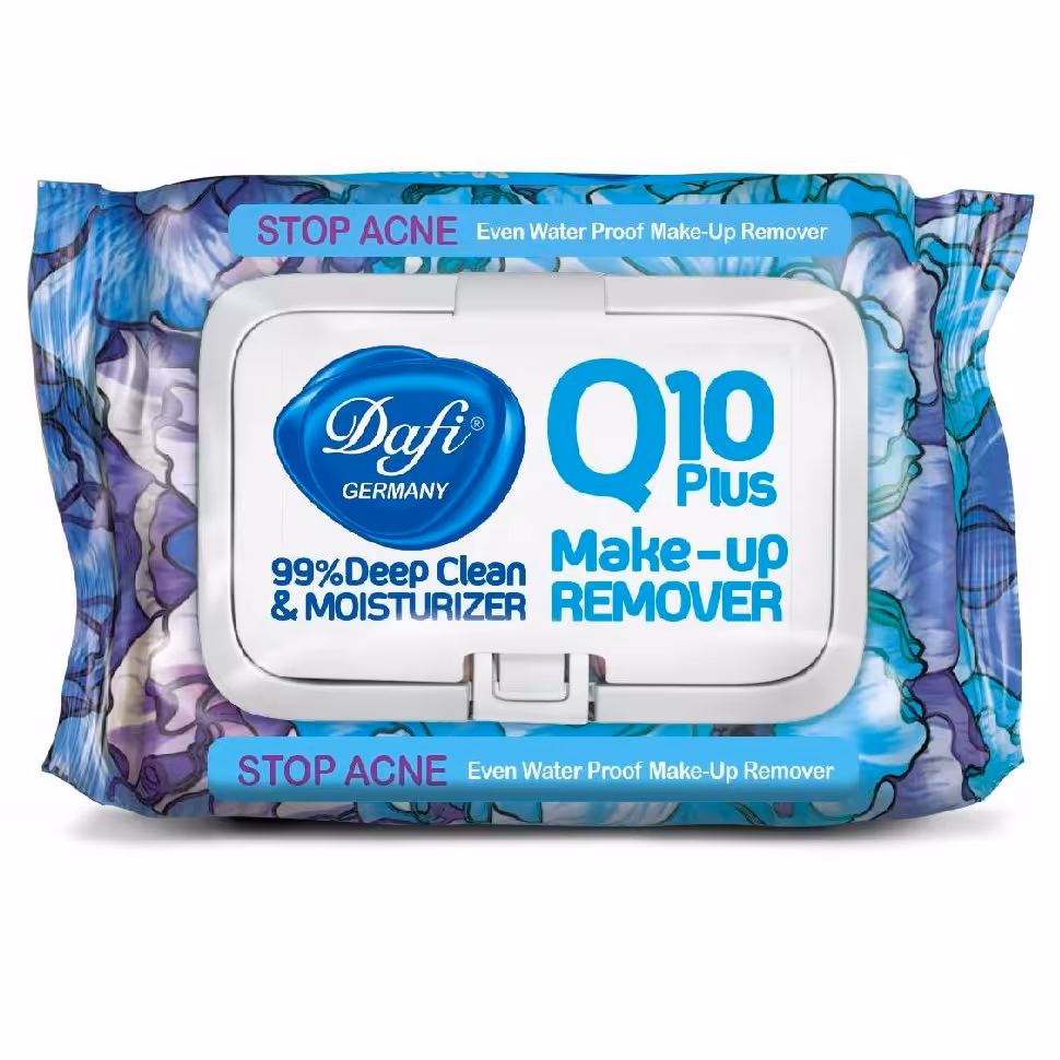 دستمال مرطوب پاک کننده آرایش دافی مدل Q10 طرح گل 1 50 عددی