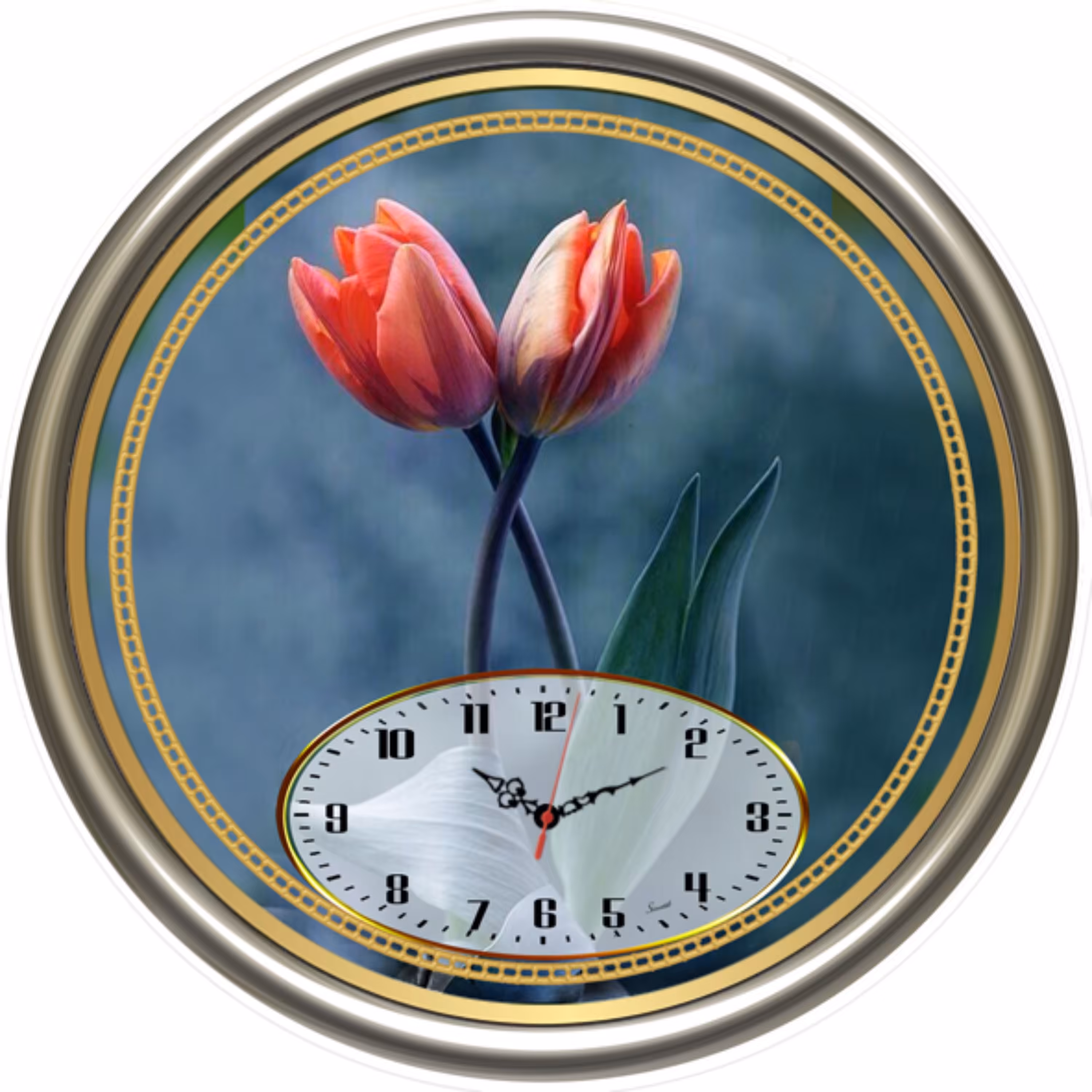 ساعت رومیزی طرح گل لاله 16 سانت