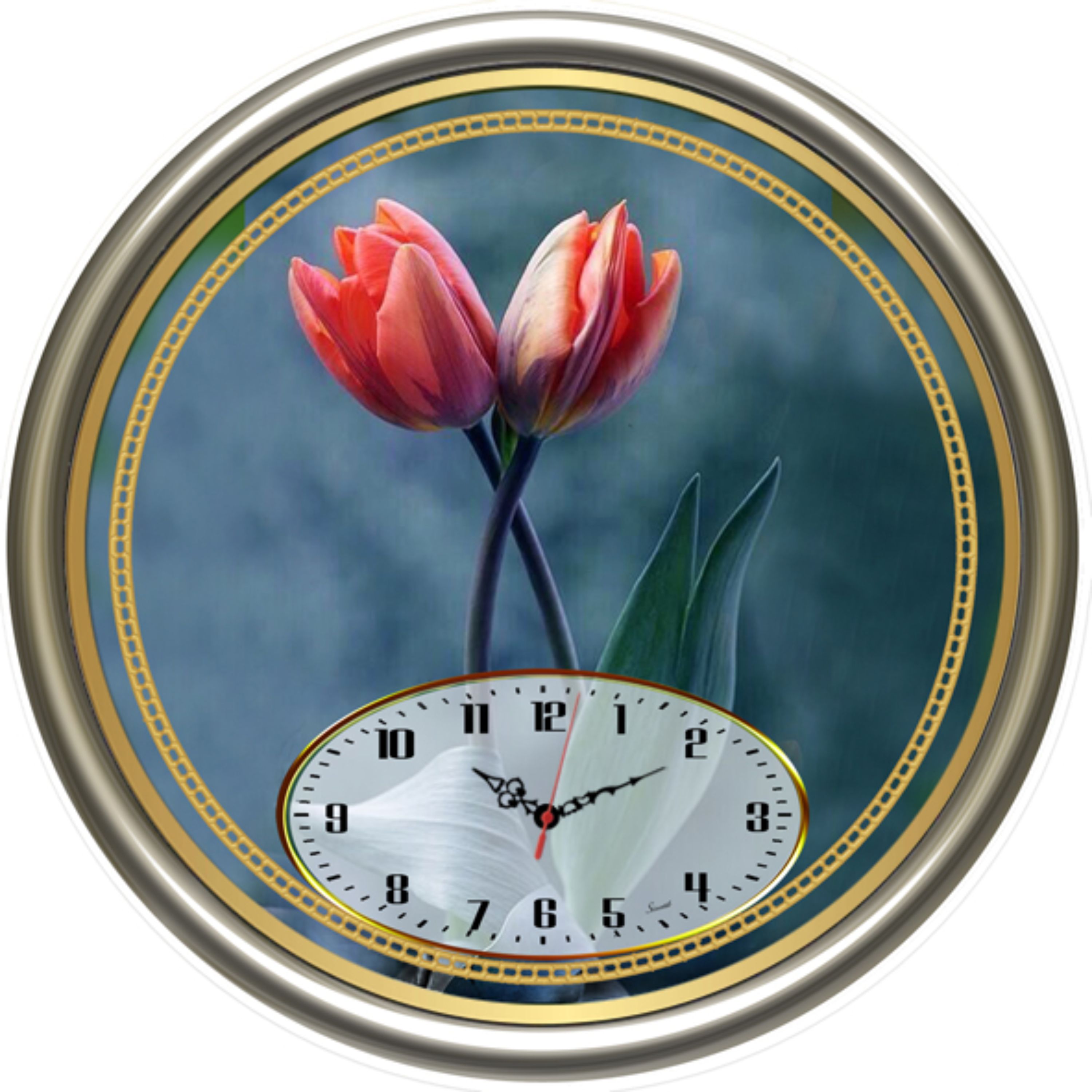 ساعت رومیزی طرح گل لاله 16 سانت