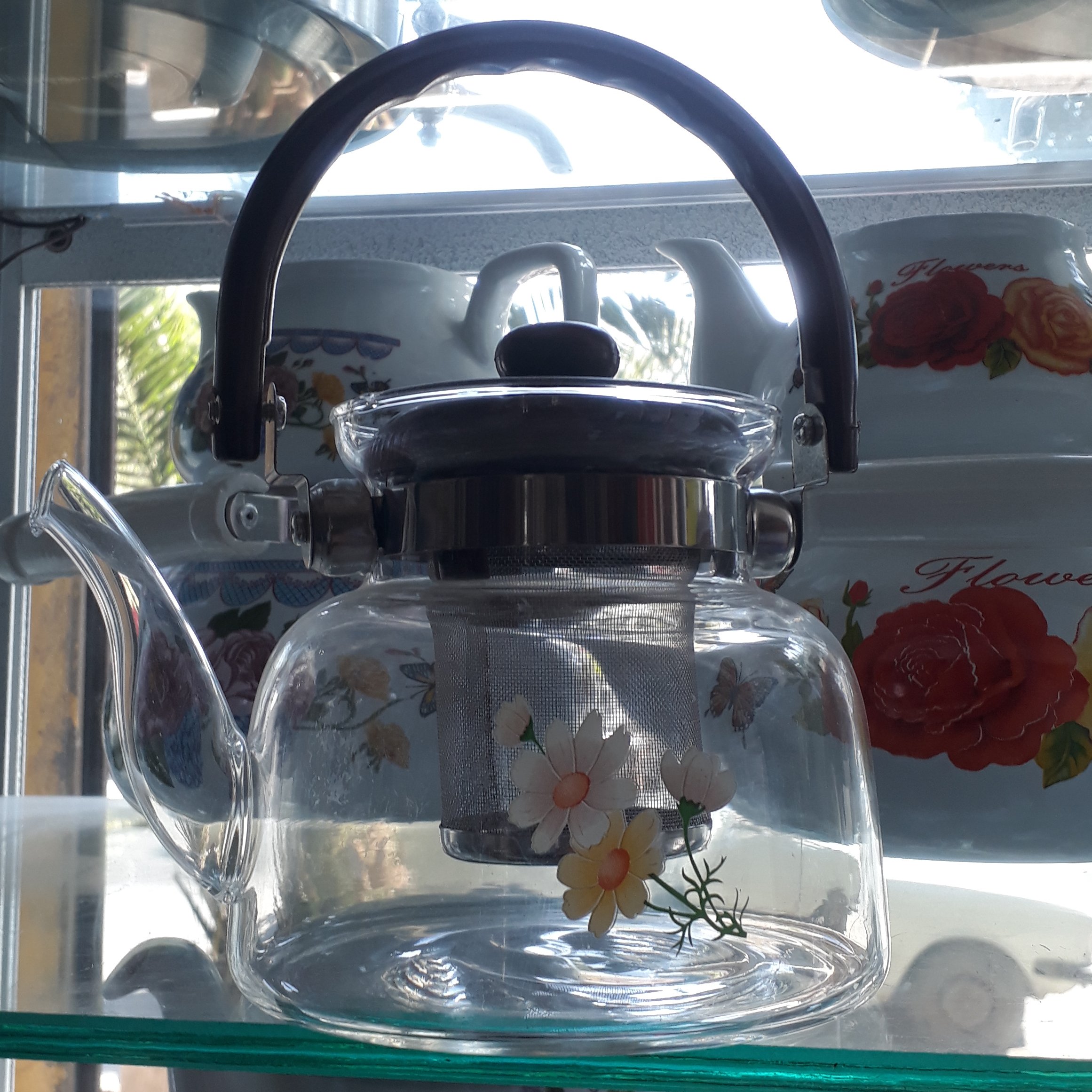 قوری پیرکس دسته زرشکی