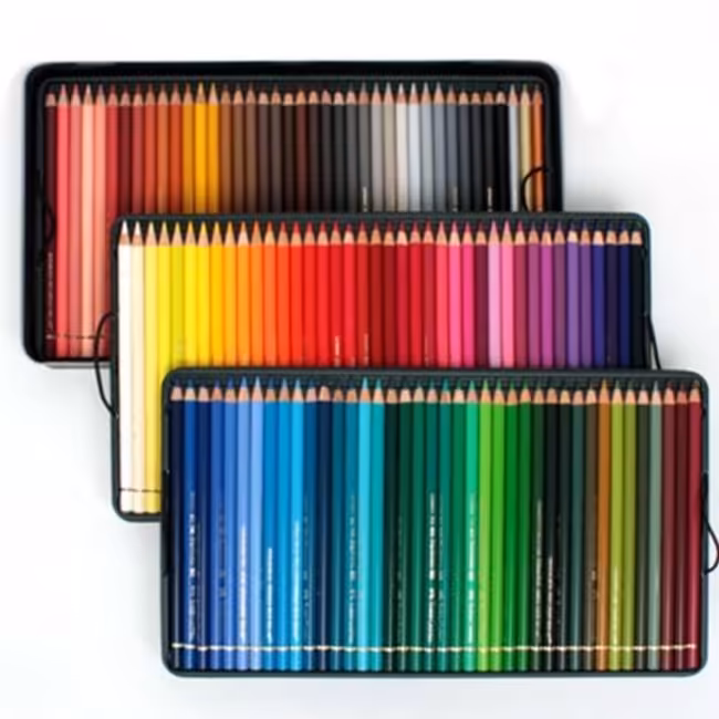مداد رنگی پلیکروم 120 رنگ فابرکاستل جعبه فلزی Colored pencil polychromos faber castell