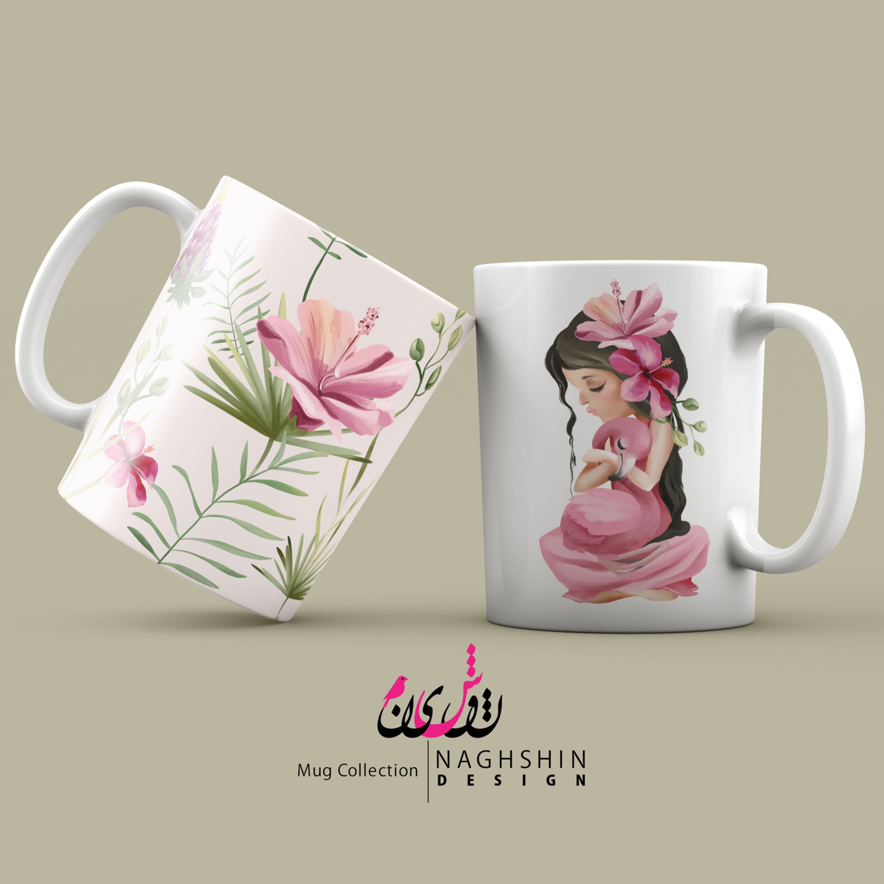 دو عدد ماگ سرامیکی طرح فلامینگو (مجموعه دو عددی)