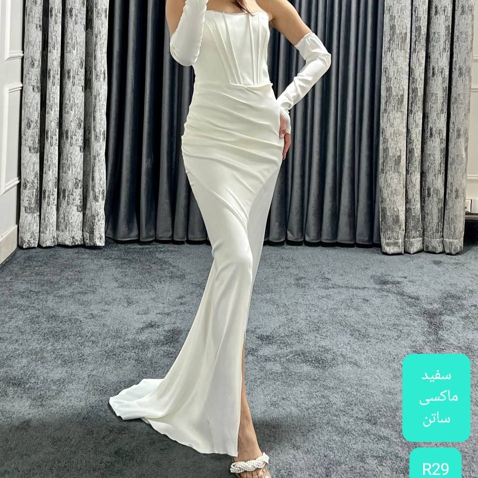 لباس مجلسی ساتن طرح دکلته خاص