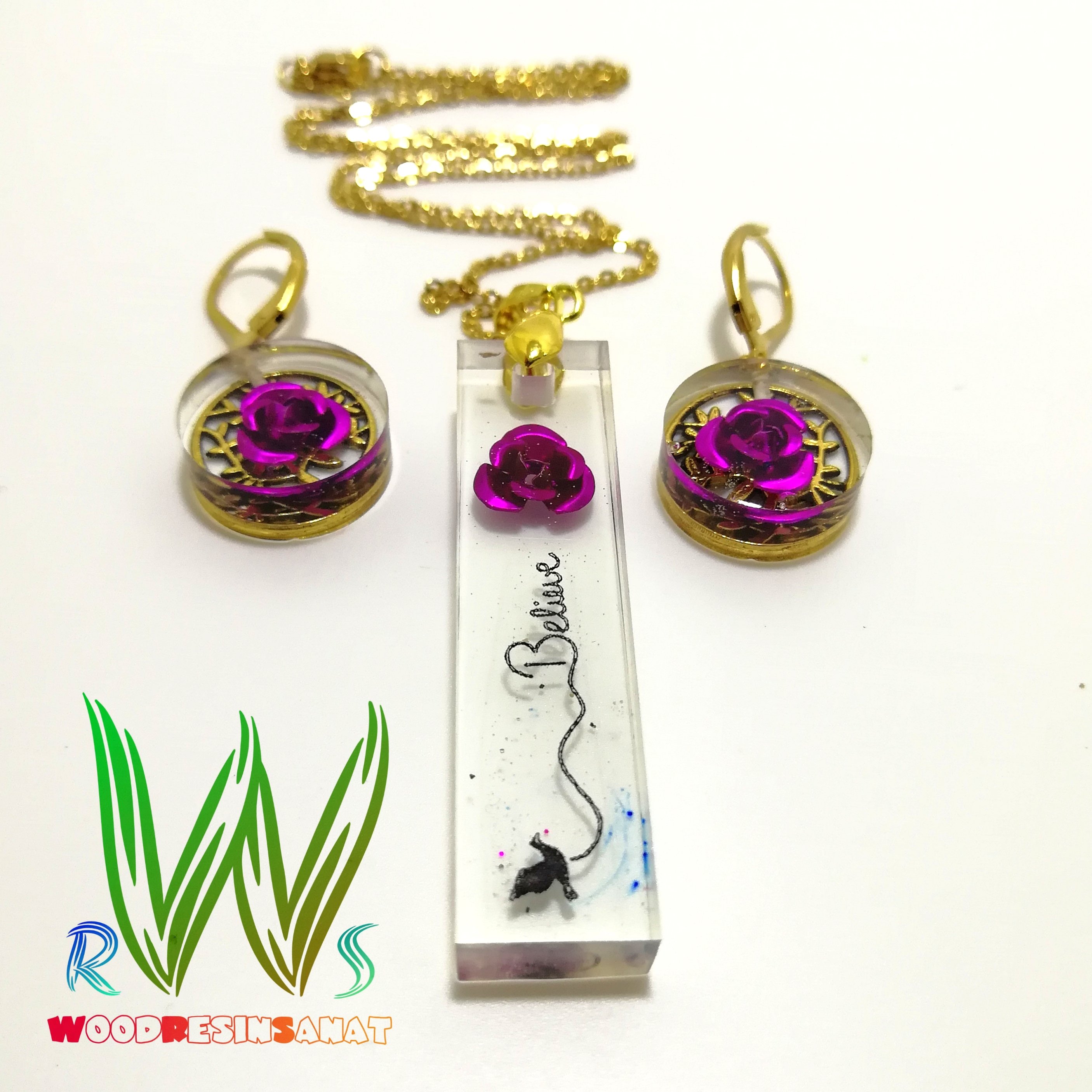 نیم ست زیورآلات رزین کد 214