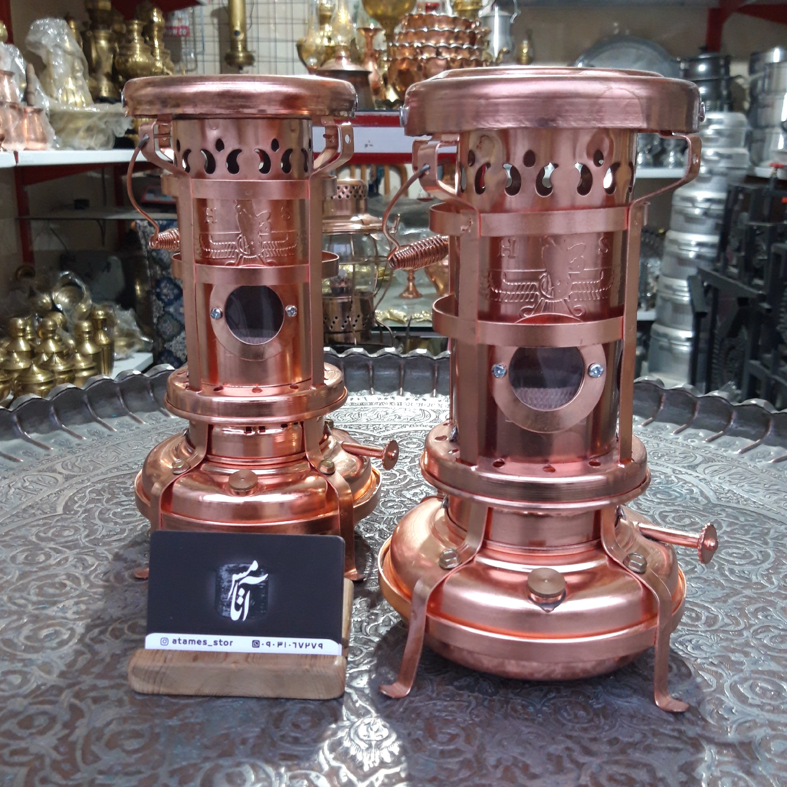 چراغ والور نفتی(علاعه الدین) رنگ مسی دکوری فیتیله دار
