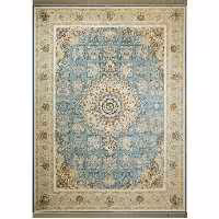 فرش ماشینی افرند 1500 شانه گل برجسته زمینه آبی کد 55015 (دوازده متری)