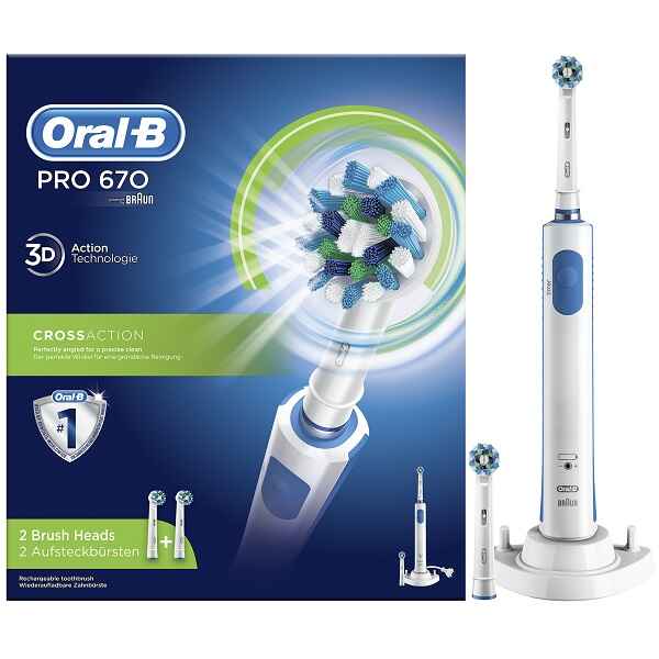 مسواک برقی اورال بی Oral-B سری Pro670 کراس اکشن | دارای دو سری یدک