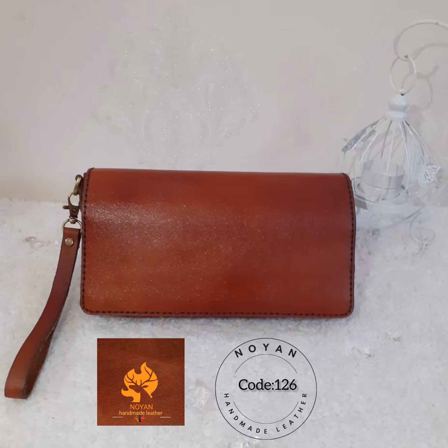 کیف مدارک مردانه چرم طبیعی گاوی دستدوز کد 126